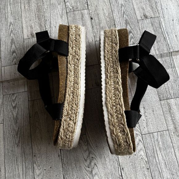 Soda Desoto Platform Women’s Sz 8.5 M Black 2" Flatform Espadrille Black Sandals - Picture 7 of 9